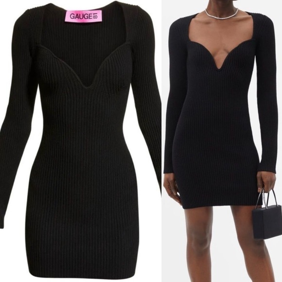 Gauge81 Mija Wool Blend Mini Dress In Black size X-Small XS BODYCON RIBBED - Picture 3 of 10